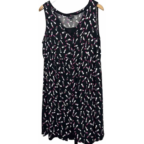 Torrid Dress 1 Babydoll Mini Sundress Button Tank Shift Lipstick Black Plus‎ 1X - Picture 1 of 3